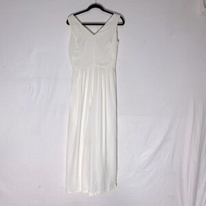 Vintage Diamond Tea Gown Cream Sleeveless Cropped Wide Leg Culotte Jumpsuit M